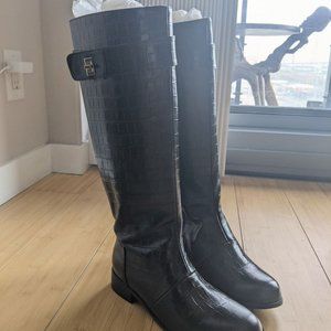 Vegan croc leather high boots